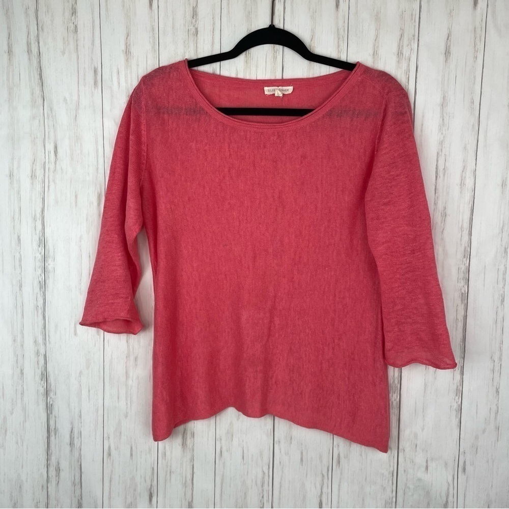 Eileen Fisher 100% linen pink peach sweater
